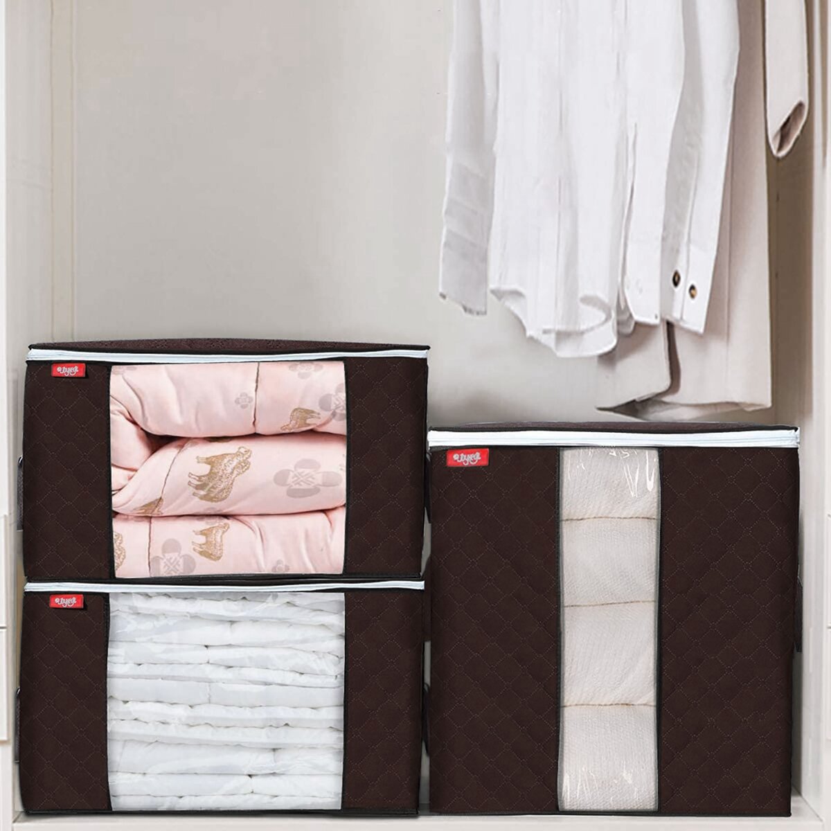 JOYXEON 4PCS Non-woven Fabric Clothes Storage Bag Large Capacity Durable Breathable Clothes Storage Organizer