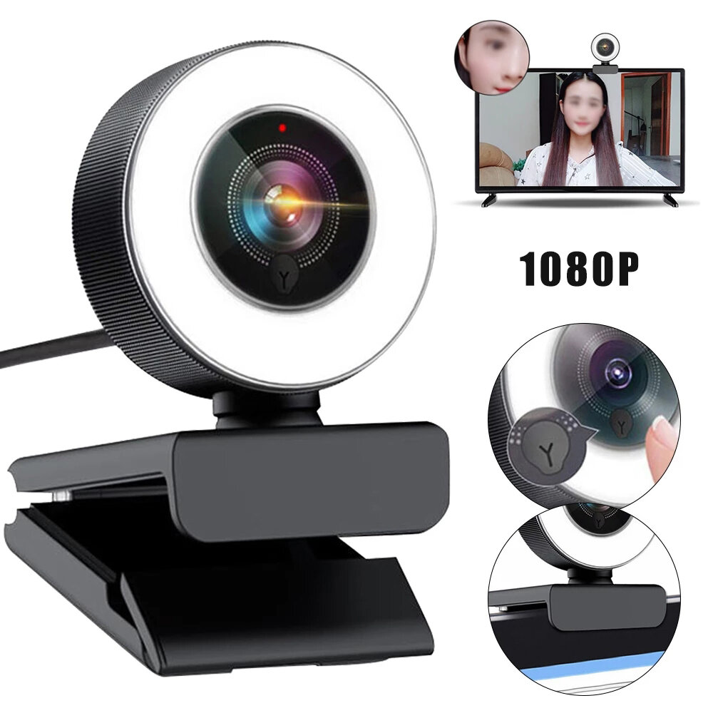 

Bakeey 960 1080P HD USB2.0 Webcam Conference Live Auto Focus Fill-In Light Beauty Computer Camera Built-in Noise Reducti