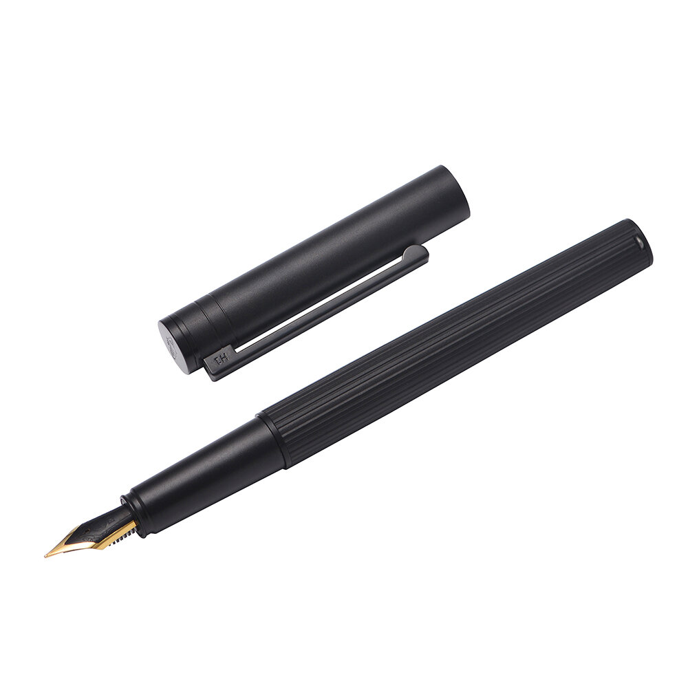 Hongdian H1 Metal Fountain Aluminum Alloy Beautiful Black-golden Nib EF/F 0.4/0.5mm Size Writing Ink