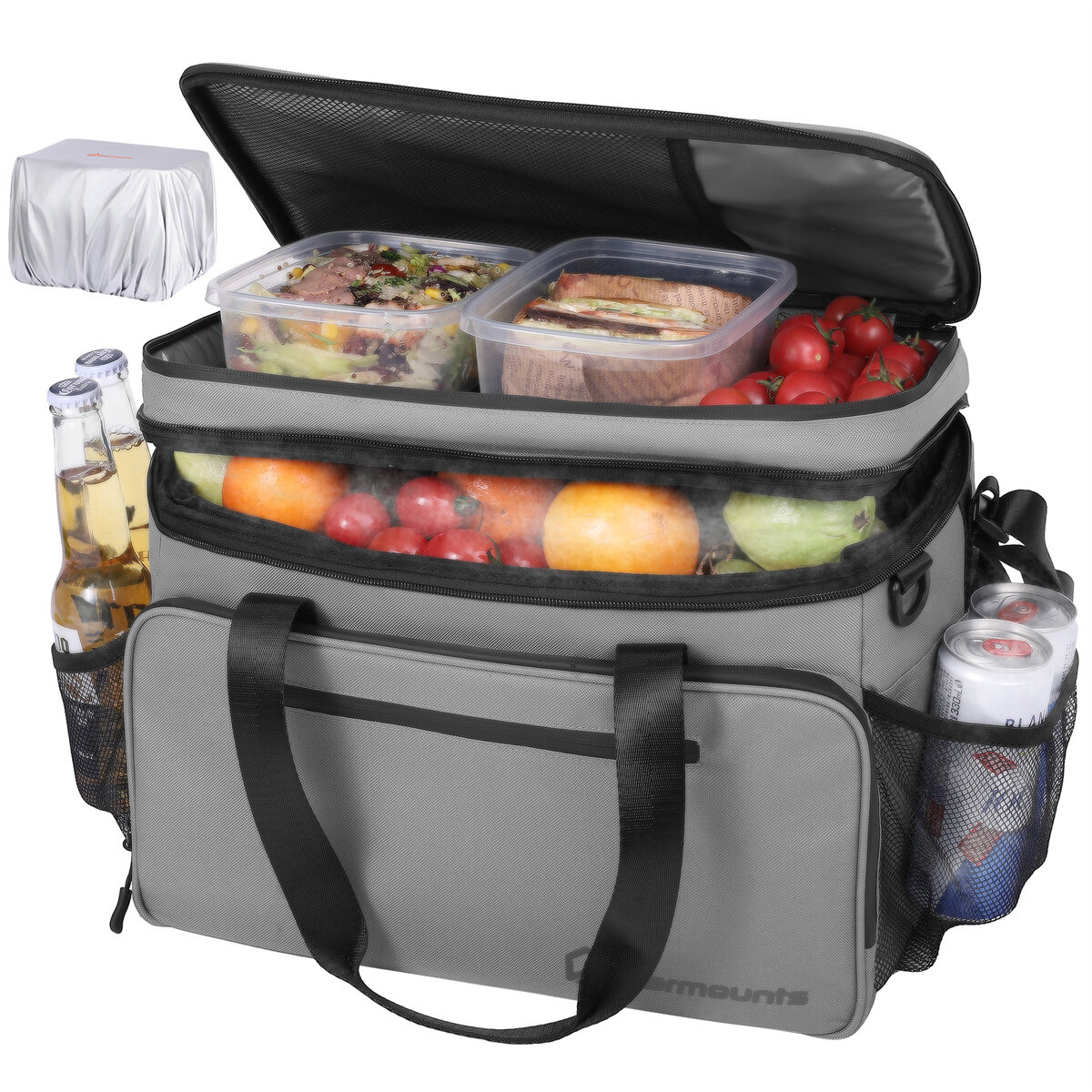 ГОРЫ Мягкая сумка-холодильник с изоляцией на 48 банок с изоляционной накладкой, Улучшенный герметичный кемпинговый сумка-холодильник с 2 отделениями для кемпинга, походов, пикника на пляже