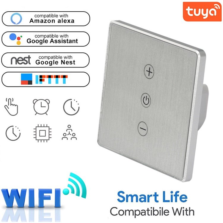 

WF-DS033 Tuya Smart Home 86 Type Timing Stepless Dimming Wifi Switch Compatible with Amazon Alexa Google Home
