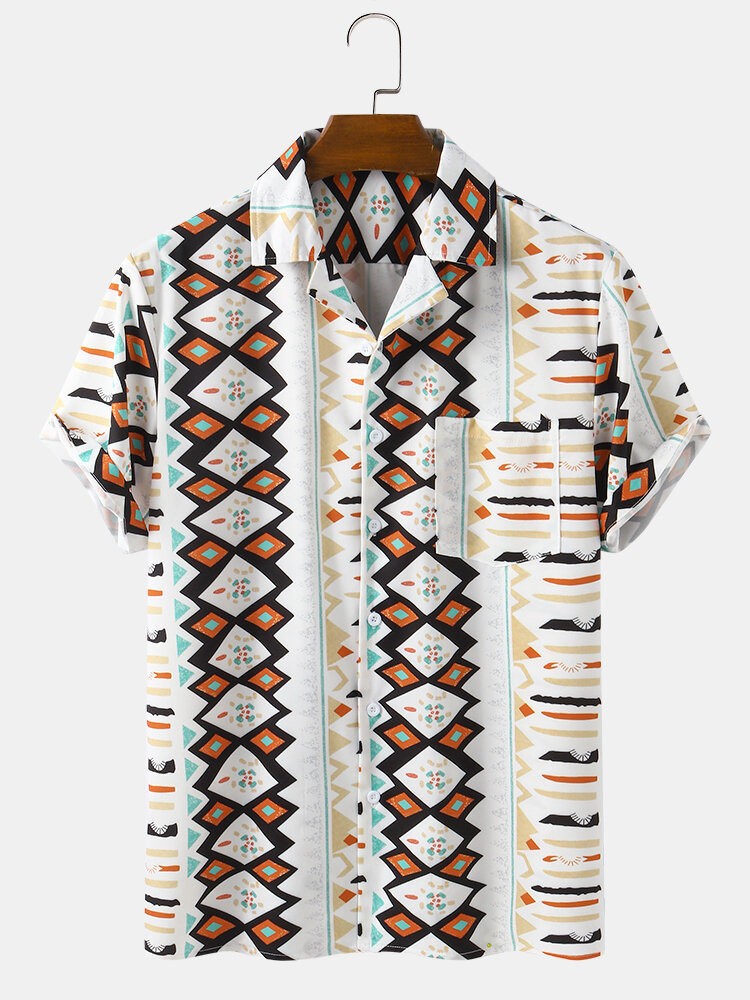 

Banggood Designed Mens Colorful Узоры с принтом с короткими рукавами и повседневными рубашками
