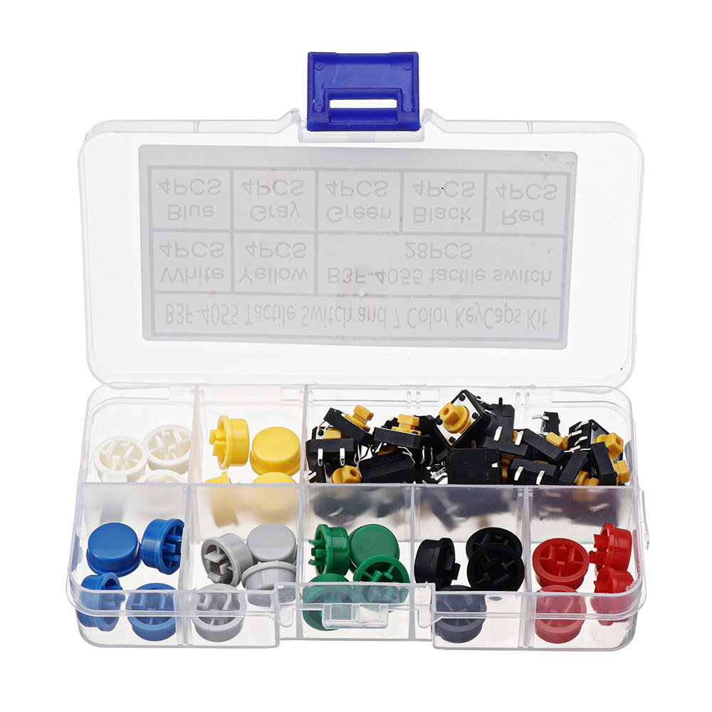 B3F-4055 Key Switch Tactile Switch + 7 Color Button Cap Assortment Box Kit