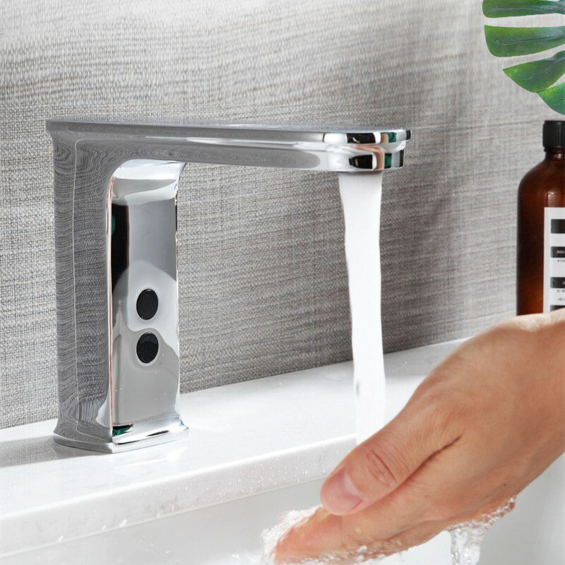 

RONGWO Automatic Infrared Sink Faucet Touchless Free Sensor Faucet Handfree Water Saving Inductive Electric Hot Cold Bas