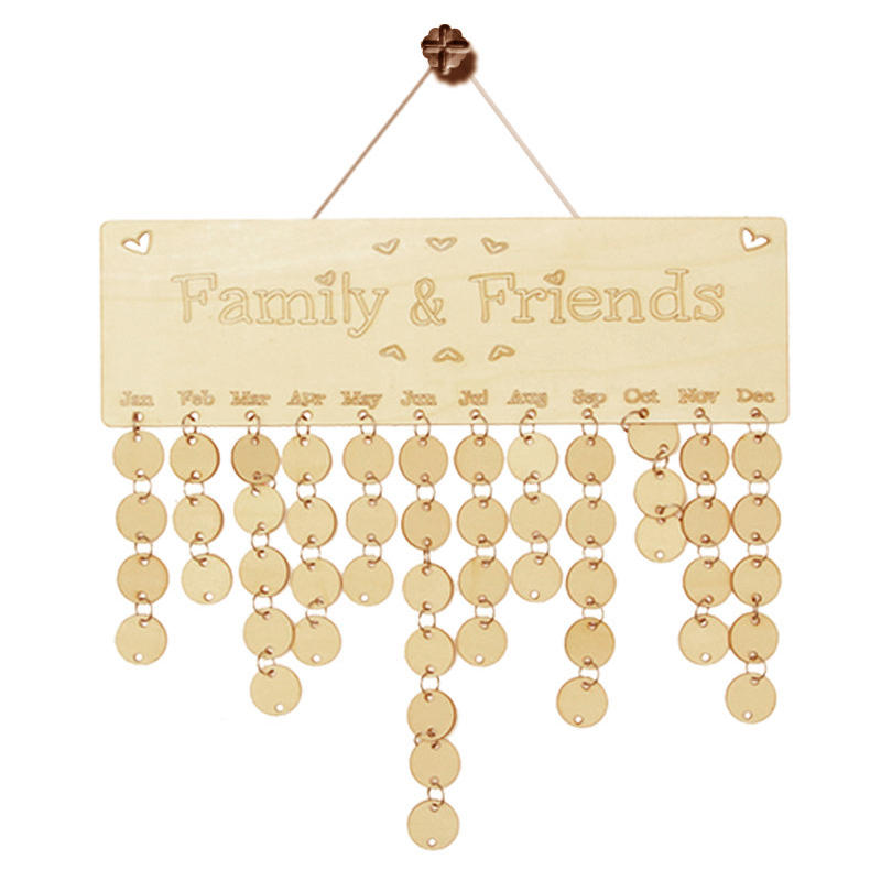 Wooden Anniversary Calendar Board DIY Family Friends Birthday Calendar Sign Special Dates Planner Board Hanging For Home