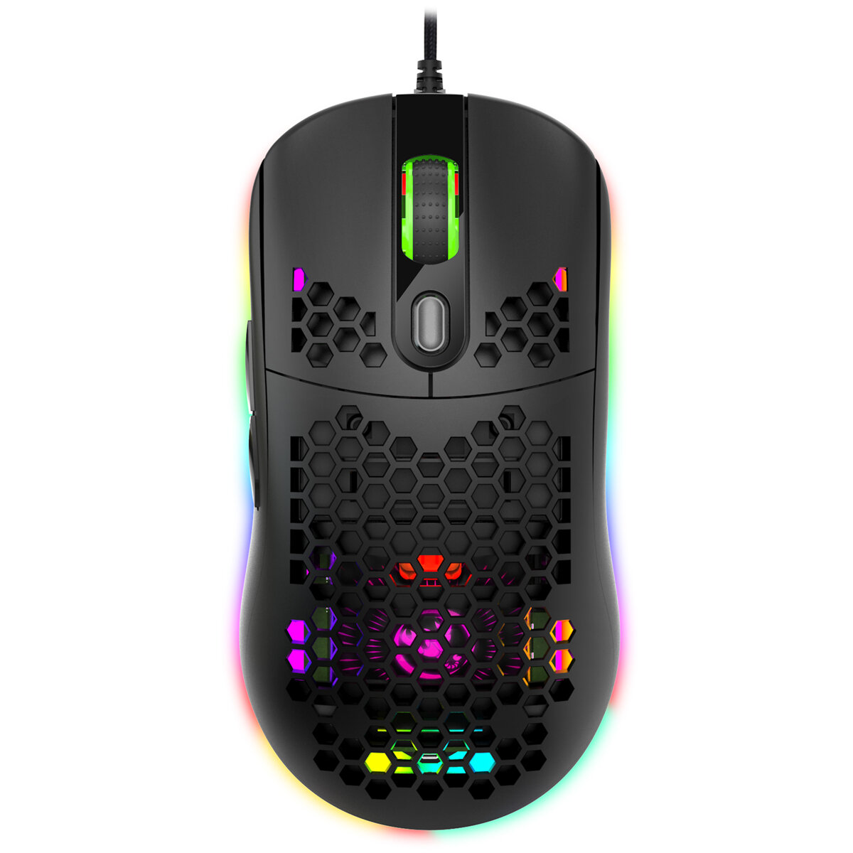 

HXSJ X600 Wired Gaming Mouse RGB Backlight Hollow Honeycomb Shape 6400DPI Macro Programming Home Office Gamer Mice for D