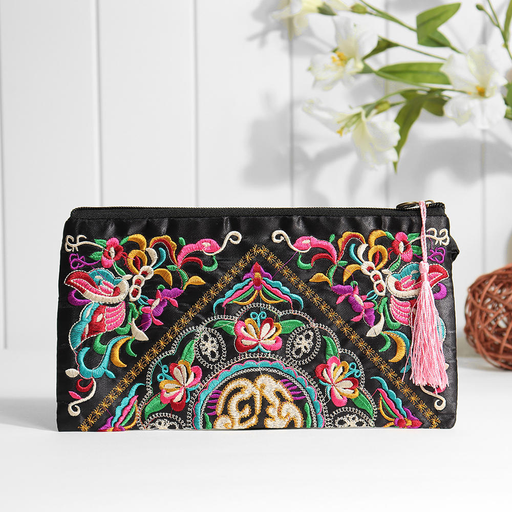 Ethnic Embroidery Flowers Bag Clutch Bag Purse For Women