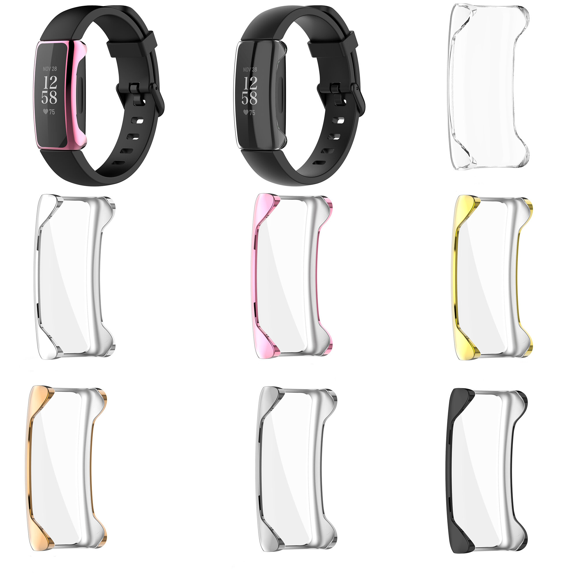 Bakeey All-inclusive anti-drop TPU horlogekastdeksel Horlogebeschermer voor Fitbit Inspire 2