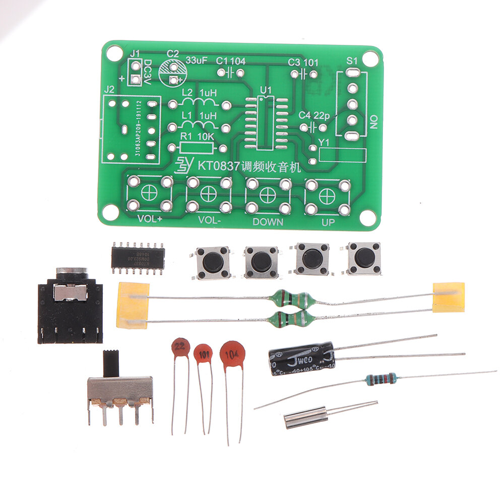 

3Pcs SSY Components + PCB Board + 2 Battery Boxes KT0837 FM Radio Kit Electronic DIY Production Kit Training Welding Par