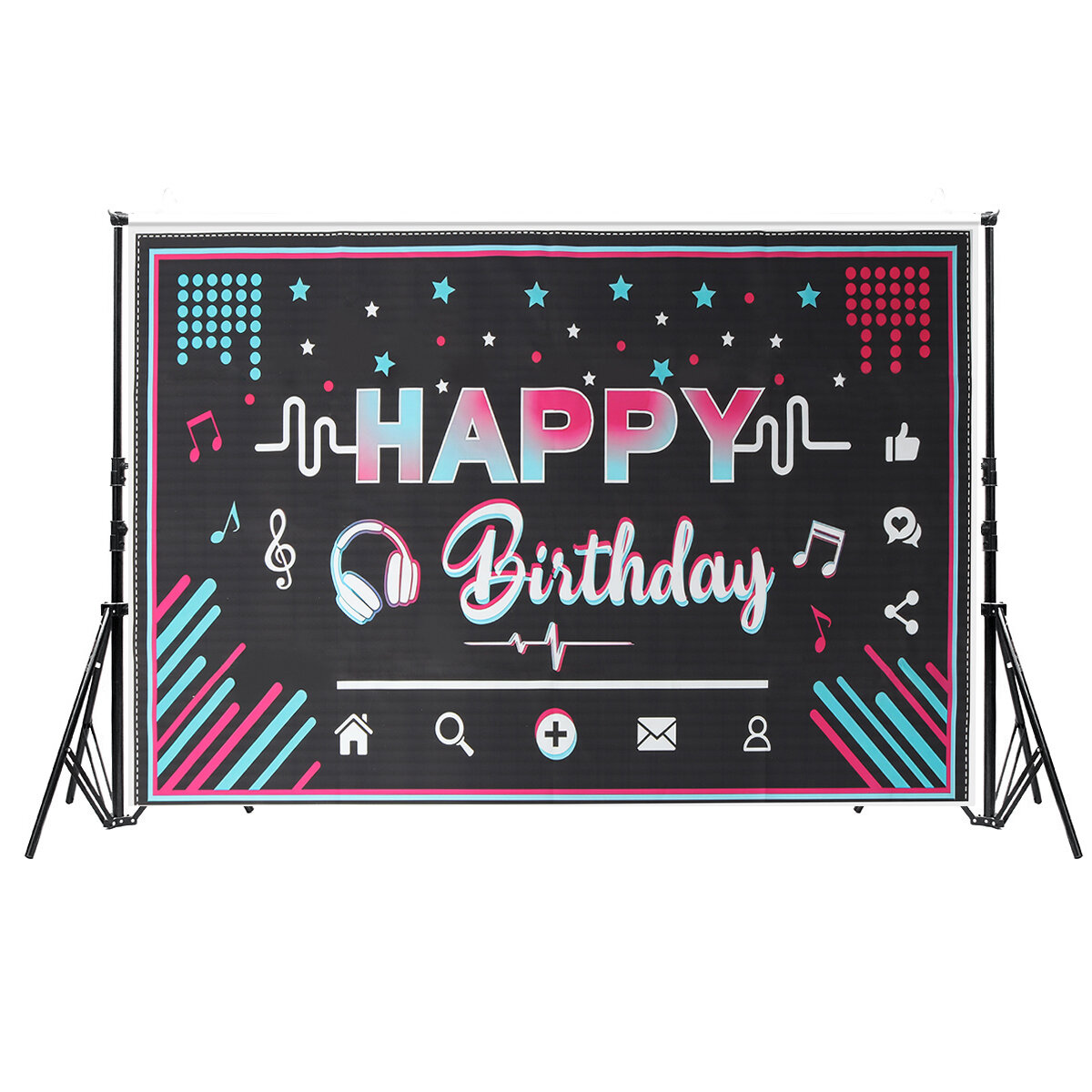 Happy Birthday Party Backdrop Fabric Music Party Background Photography Prop Supplies