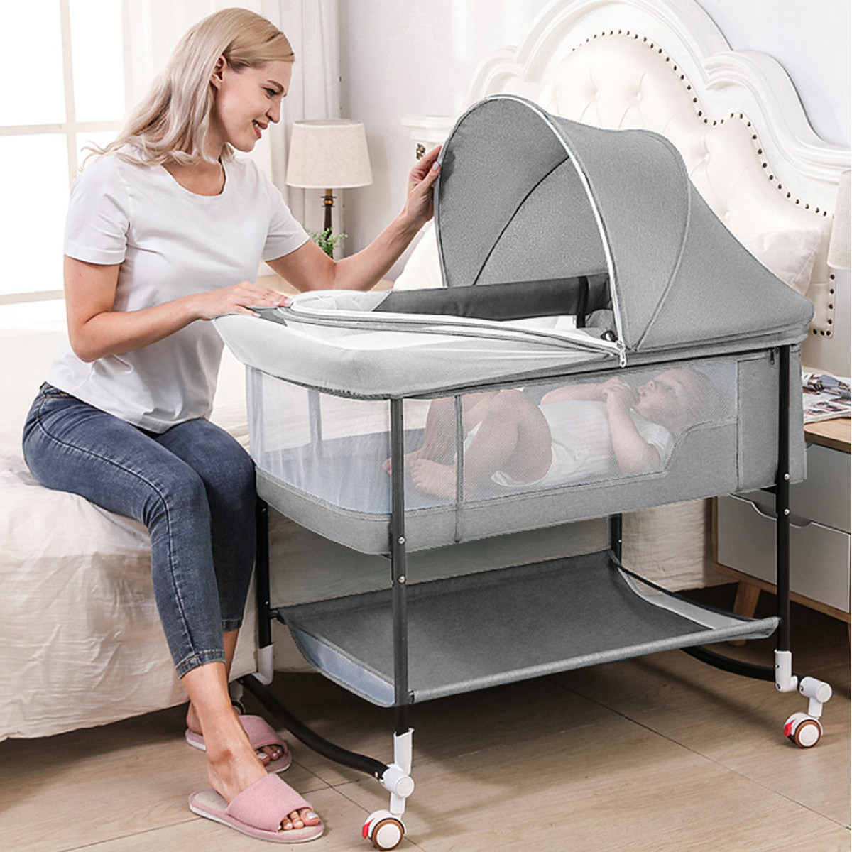 Wieg Verwijderbare Draagbare Multifunctionele Baby BB Bed Stiksels Grote Wieg Klein Huishouden Met Klamboe