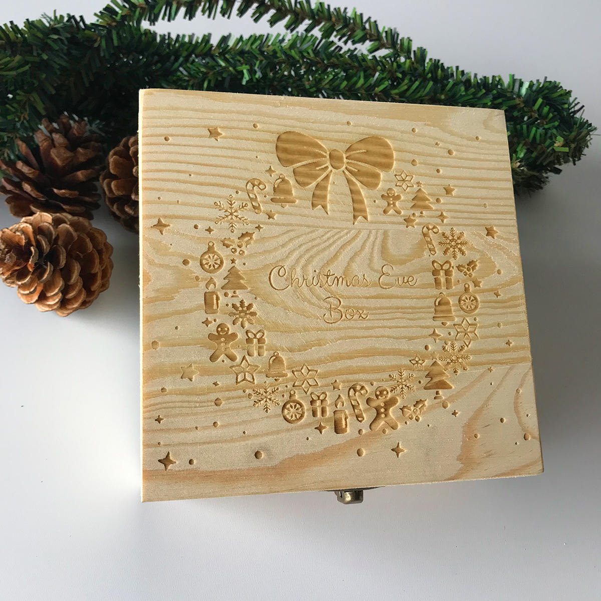 Christmas Decorations EVE BOX Christmas Wooden Carving Gift Box Creative Xmas Tree Box Chocolate Gre
