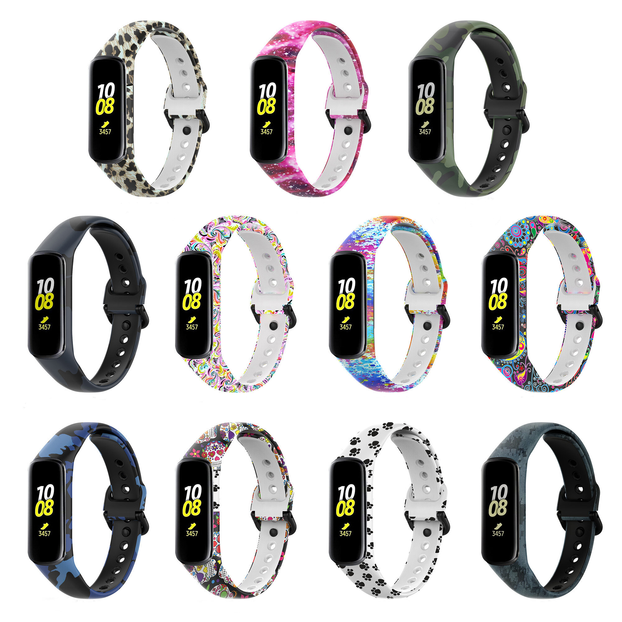 Bakeey Gedrukt patroon roestvrijstalen gesp Smart horlogeband vervangende riem voor Samsung Galaxy F
