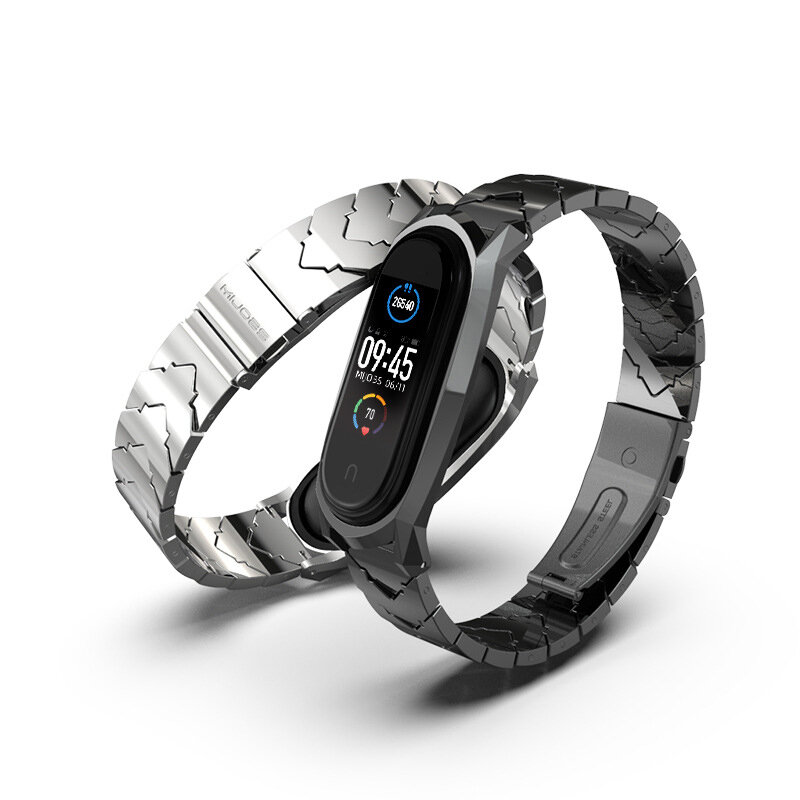 Mijobs V Type volledig stalen horlogeband voor Xiaomi mi band 5 Smart Watch Niet origineel