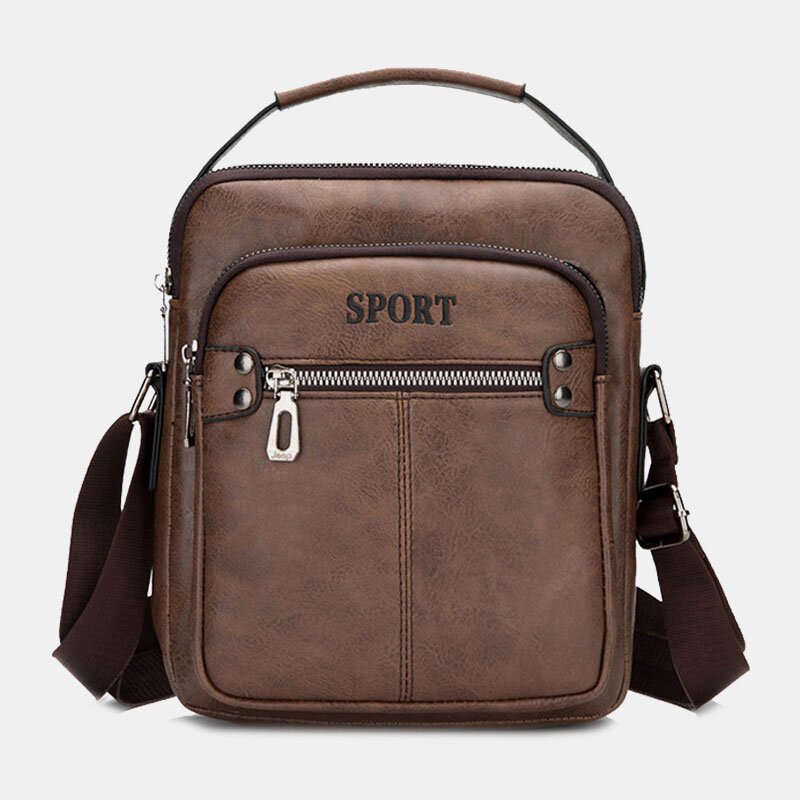 

Men PU Leather Back Anti-theft Pocket Crossbody Bags Multifunctional Large Capacity Waterproof Messenger Bag Shoulder Ba