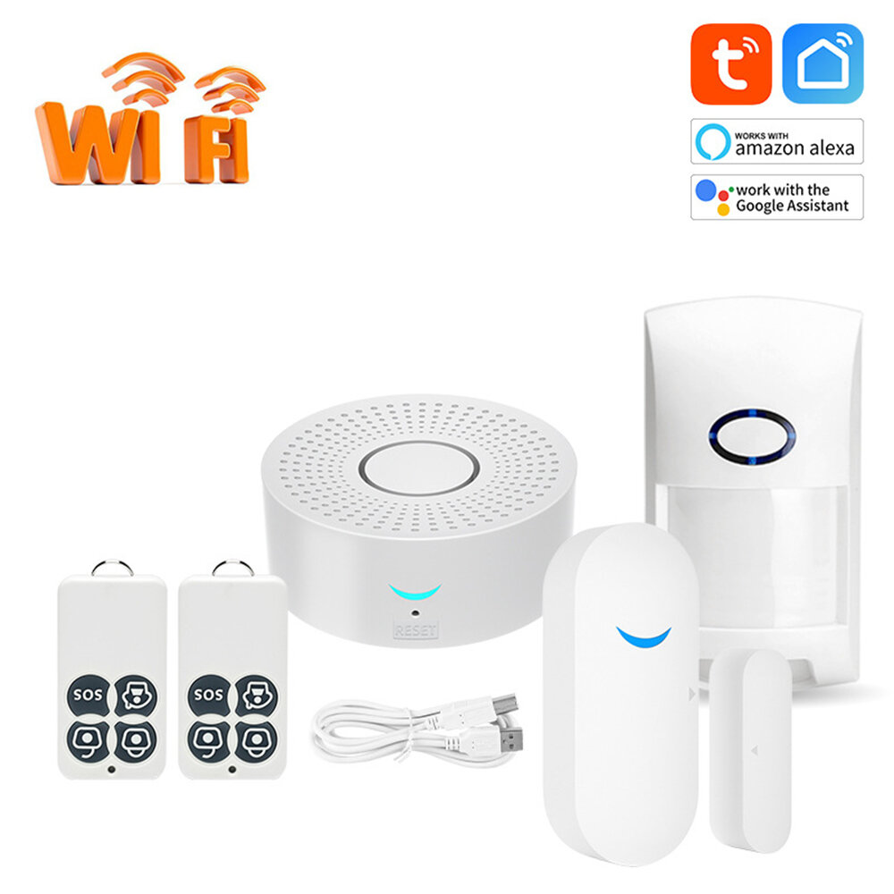 Tuya WiFi Anti-theft Alarm System Remote Control Arming Disarming SOS Powerful Horn Alarm for Home Safety Precaution Sys