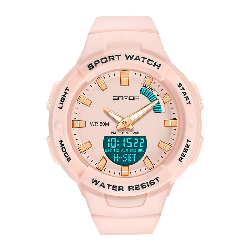 

SANDA 6005 Multiple Stopwatch Countdown Luminous Display50m Waterproof Men Sport Watch Dual Display Digital Watch