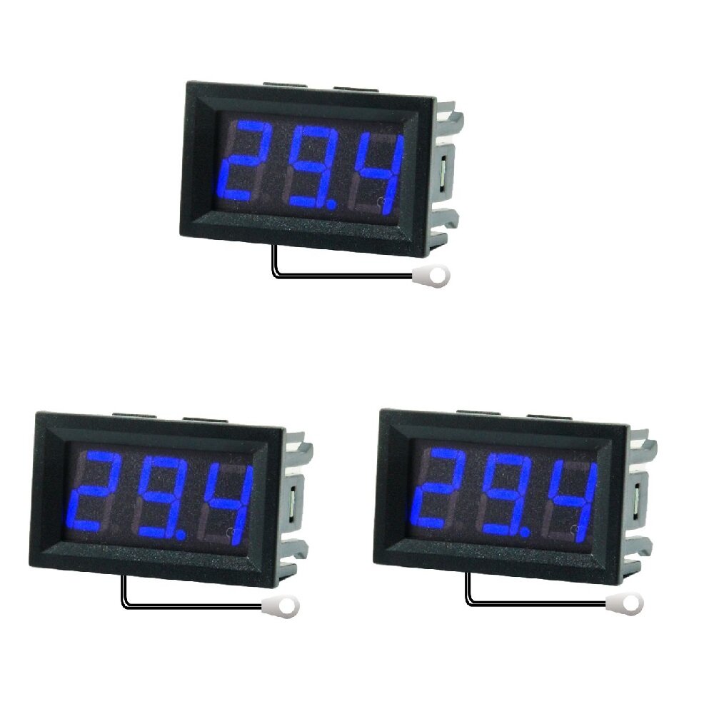 3Pcs 0.56 Inch Mini Digital LCD Indoor Convenient Temperature Sensor Meter Monitor Thermometer with 1M Cable -50-120℃ DC