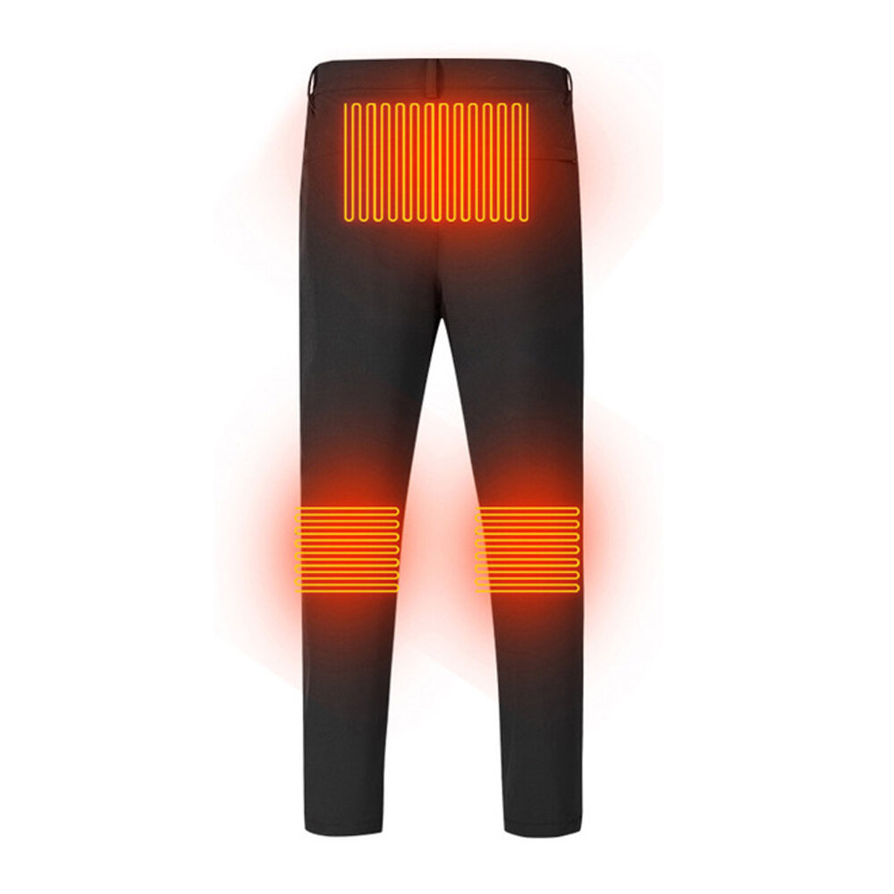 Mężczyźni Smart Heat Pants z 3 miejscami ogrzewania, ciepłe na zimę, z elastycznego nylonu i prać. Ładowanie USB. Idealne do jazdy na rowerze i pieszych wędrówek na świeżym powietrzu.