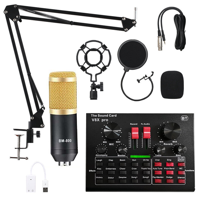 Microphone à Condensateur Kit, BM-800 Micro Studio Streaming Professionnel  avec Suspension Bras pour PC,Gamer,ur(Argent) - Cdiscount TV Son  Photo