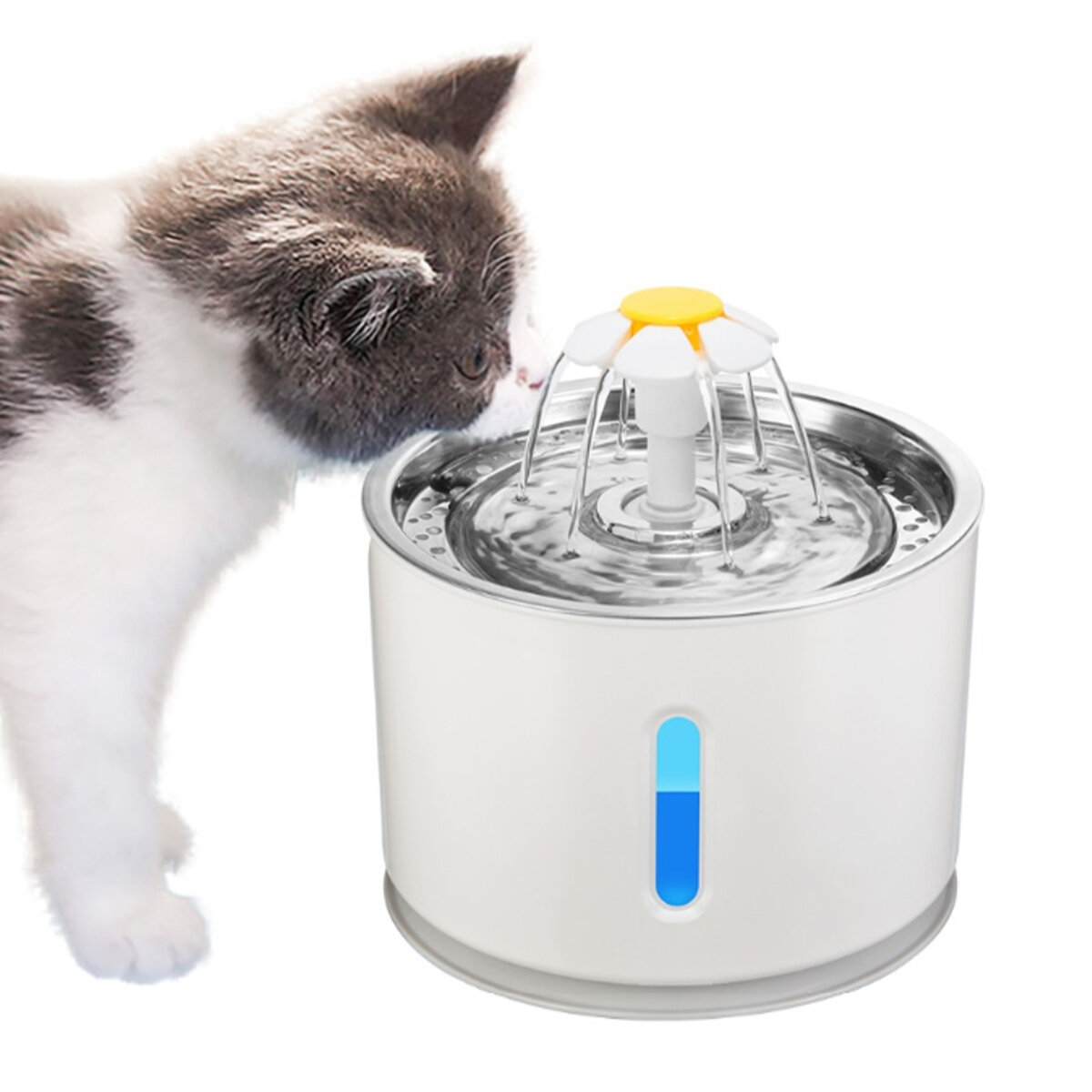 

2,4 л автоматический Кот фонтанчик LED электрическая беззвучная поилка для воды USB Собака чаша для поилки для домашних
