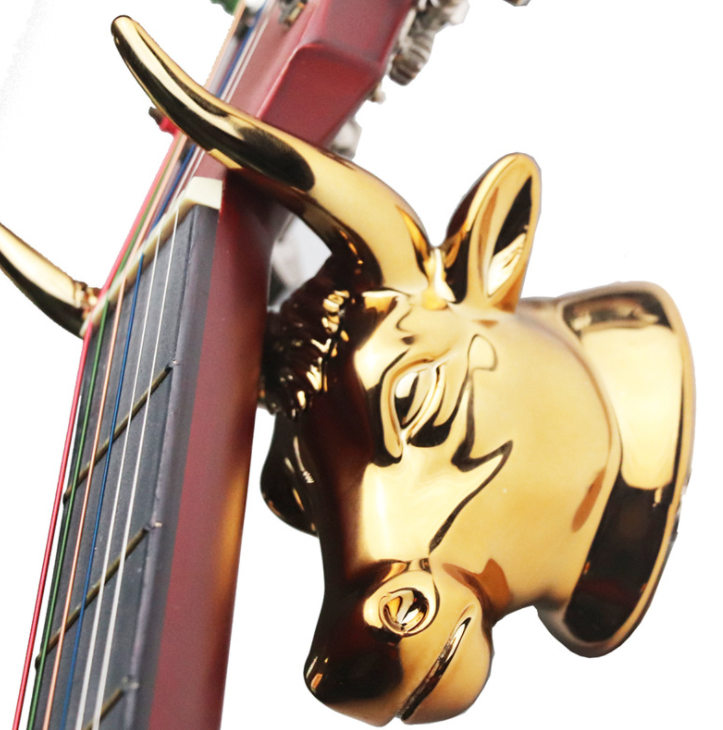 Universal 1 Set Gold Bull Metal Guitar Hanger Hook Holder Wall Mount Stand Bracket for Guitar Bass Holder