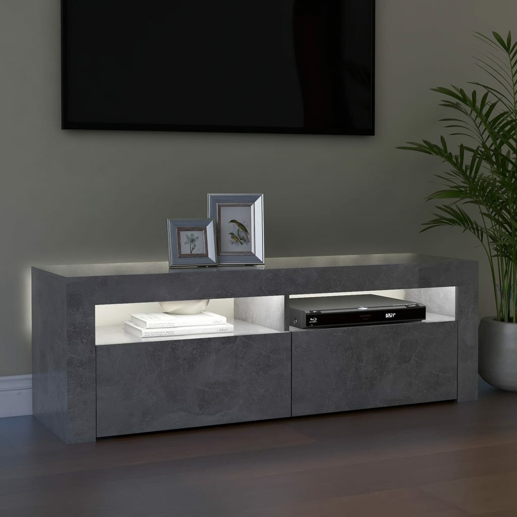 TV Cabinet with LED Lights Concrete Gray 47.2