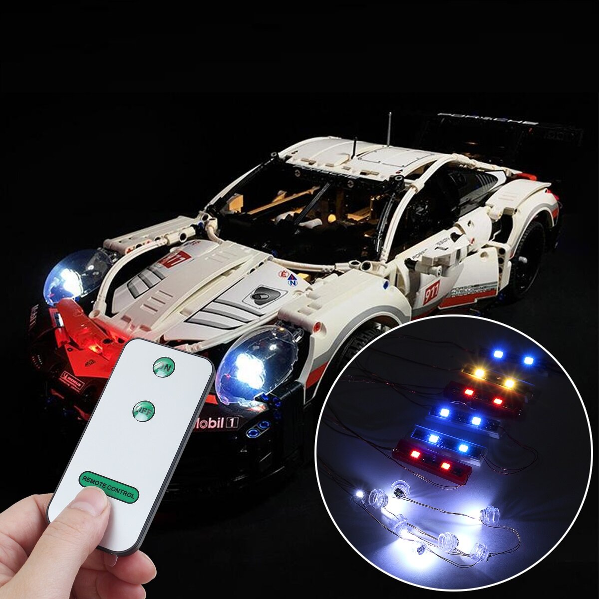 

DIY LED Light Lighting Kit ONLY For LEGO 42096 Technic 911 RSR Bricks+Remote Control