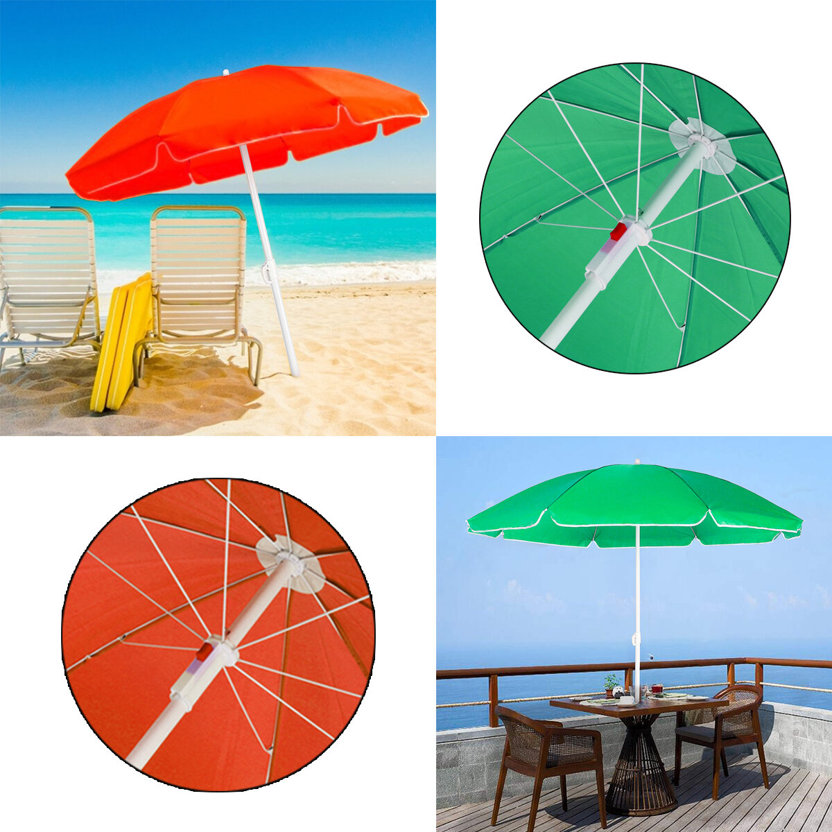 Φορητή ομπρέλα παραλίας με καρέκλα κατασκευής, διάμετρος 1,8 μέτρα, ομπρέλα, προστασία από την ακτινοβολία UV, καρφί για στήριξη.
