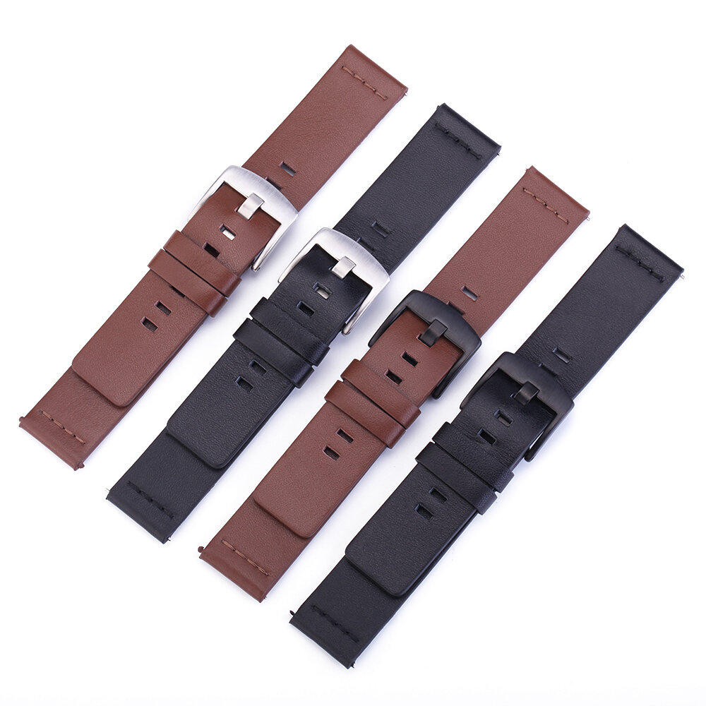 Bakeey 18/20/22mm Width Universal Pure Genuine Leather Watch Band Strap Replacement for Samsung Galaxy Watch 3 41mm / Ge