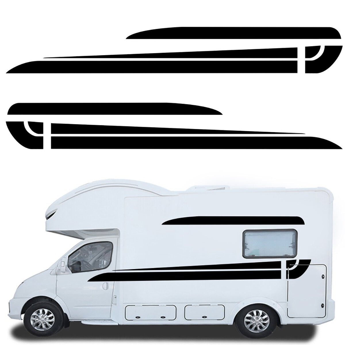 

2PCS Side Body Stickers Graphic Stripe Decals For Camper Van Motorhome RV Caravan