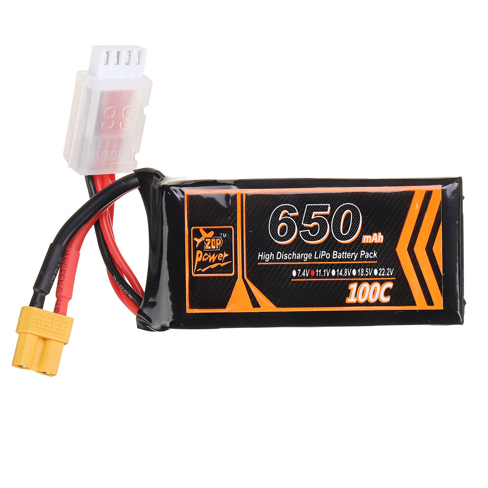 

ZOP Power 11.1V 650mAh 100C 3S Lipo Battery XT30 Plug for RC Racing Drone