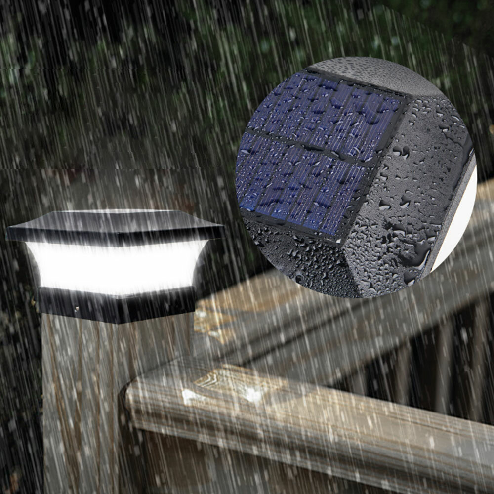 T-SUN LED Solar Power Garden Light Square Post Lights IP65 Waterproof Column Light for Outdoor Garden Courtyard Porch Wa
