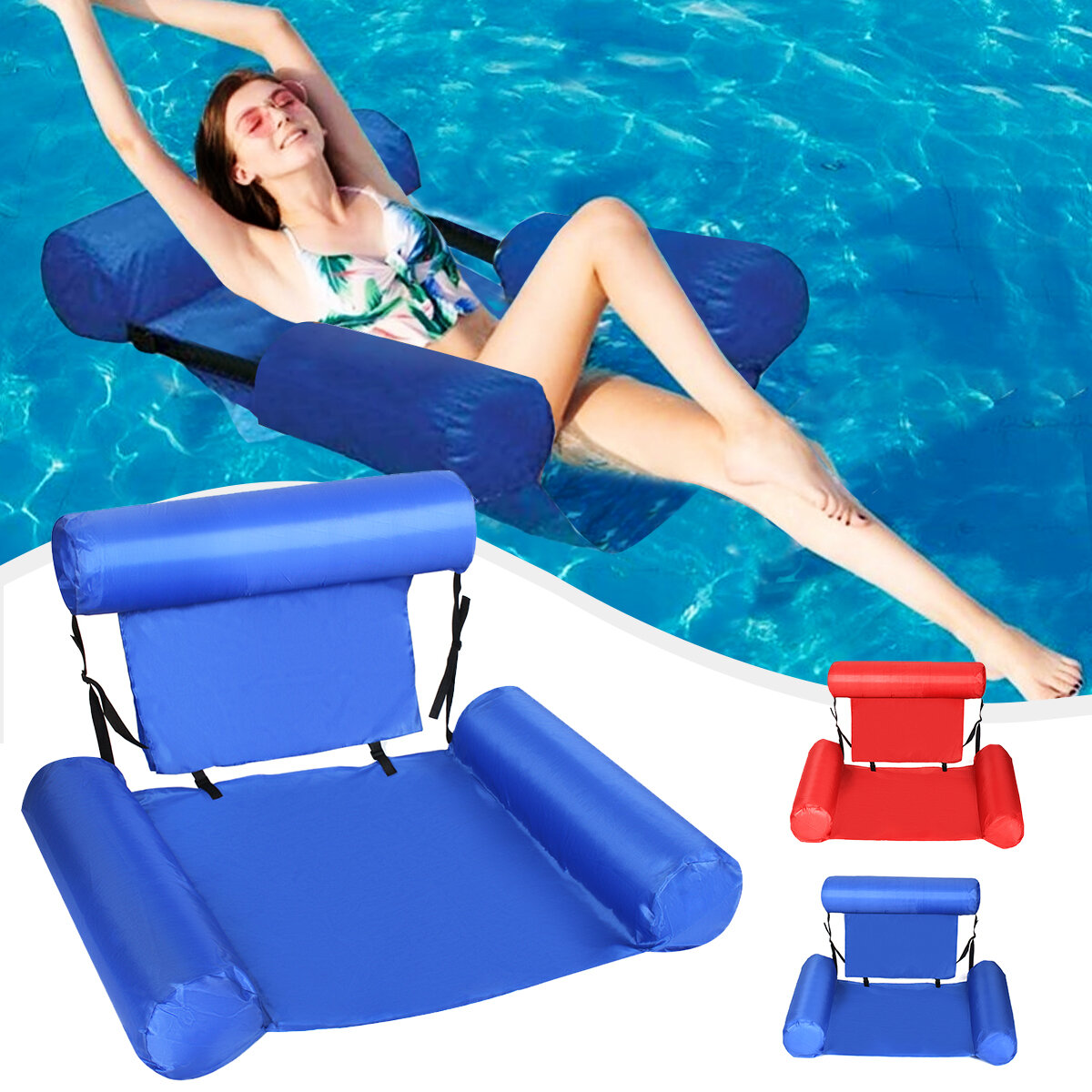 Inflatable Floating Chair Swimming Pools Hammock Lounge Bed Multi-Purpose Water Mattresses for Pool 