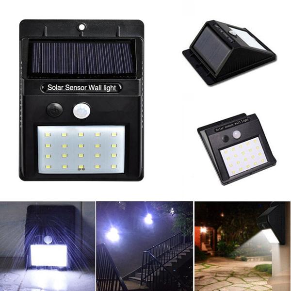 20 LED Solar Power Wall Light Flood PIR Motion Sensor Outdoor Garden Waterproof 
