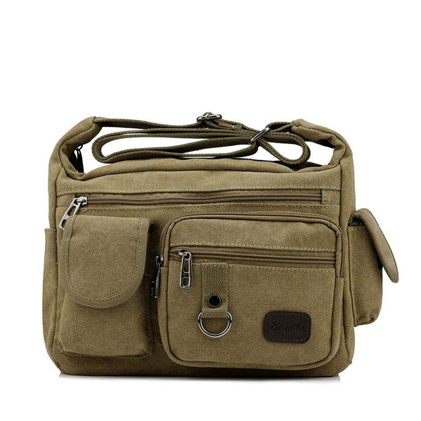 Large Capacity Men Casual Canvas Shoulder Messenger Bag Travel Crossbody Bag