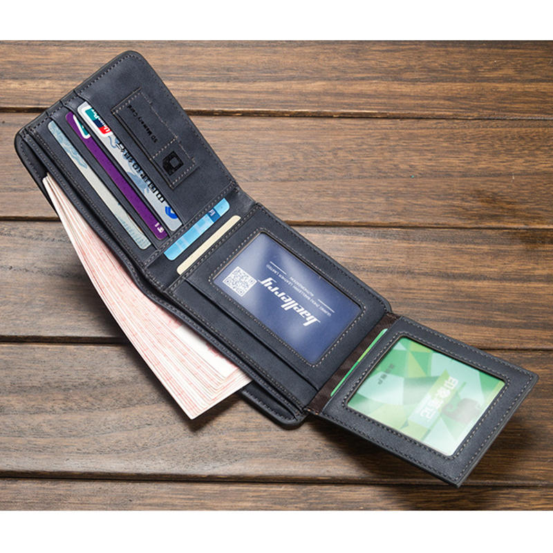 baellerry men multi-card short wallet matte leather wallet at Banggood