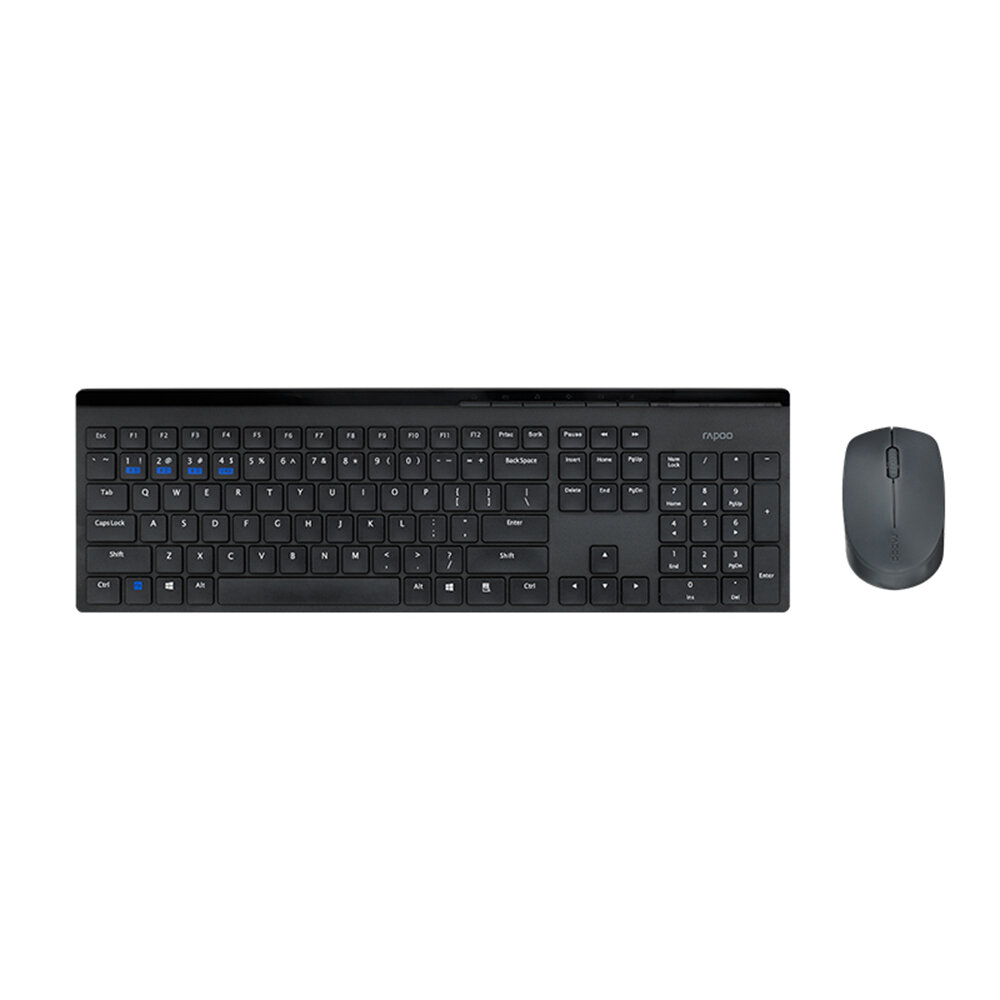 

Rapoo 8100GT Keyboard Mouse Combo Dual-Mode BT 2.4GHz Wireless 105-Key Chocolate Keycaps Keyboard 1300DPI Mute-Button Mi