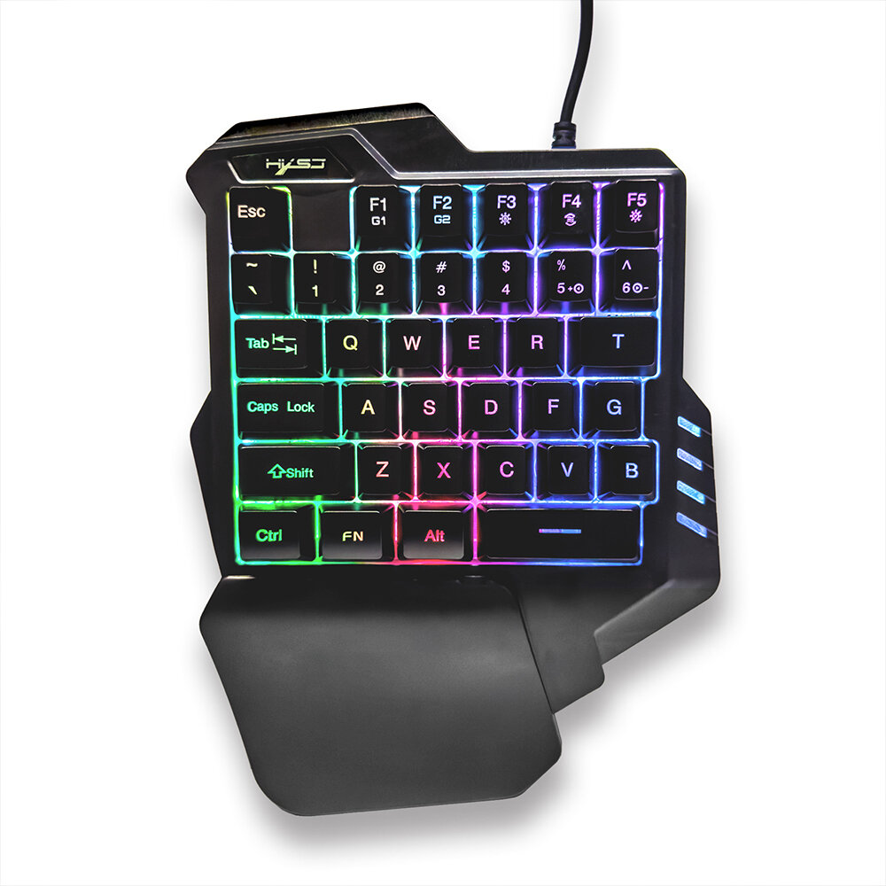

HXSJ 35 Keys One-hand Gaming Keyboard USB Wired LED RGB Backlit Ergonomic Gamer Keyboard for Home Office Gaming
