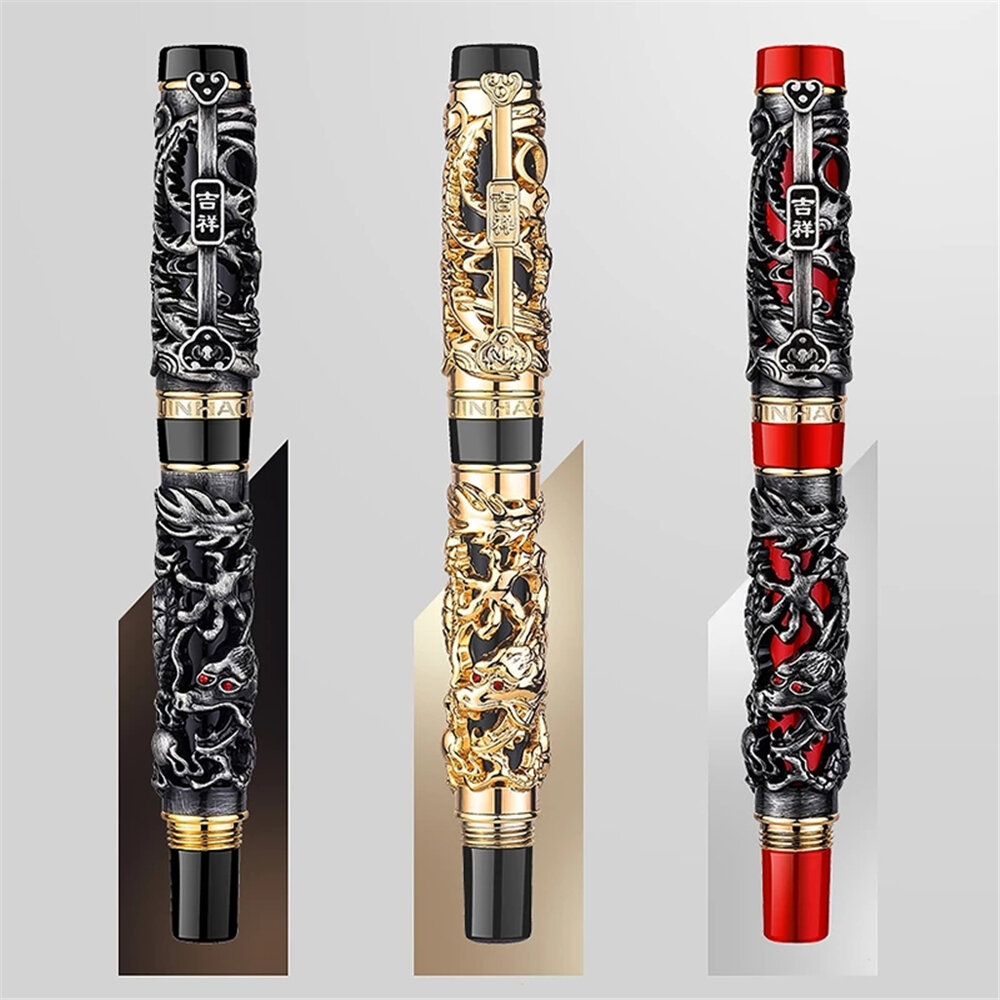 Jinhao 0.5mm Penpunt Vulpen Dragon Kalligrafie Relatiegeschenk Handtekening Schrijven Inkt Pennen Ka