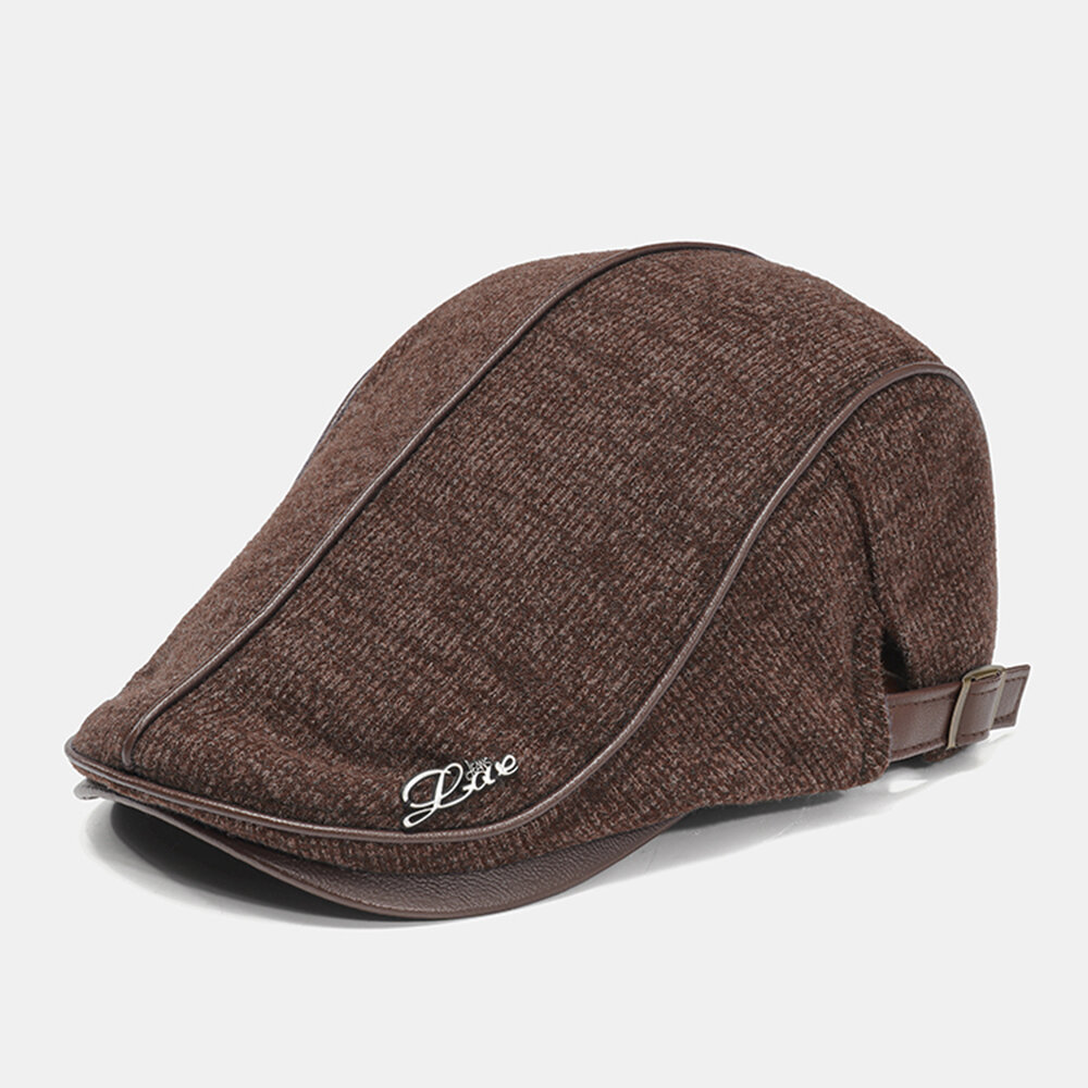 

Collrown Men Knit Casual Classical Windproof Sunvisor Metal Badge Forward Hat Beret Hat