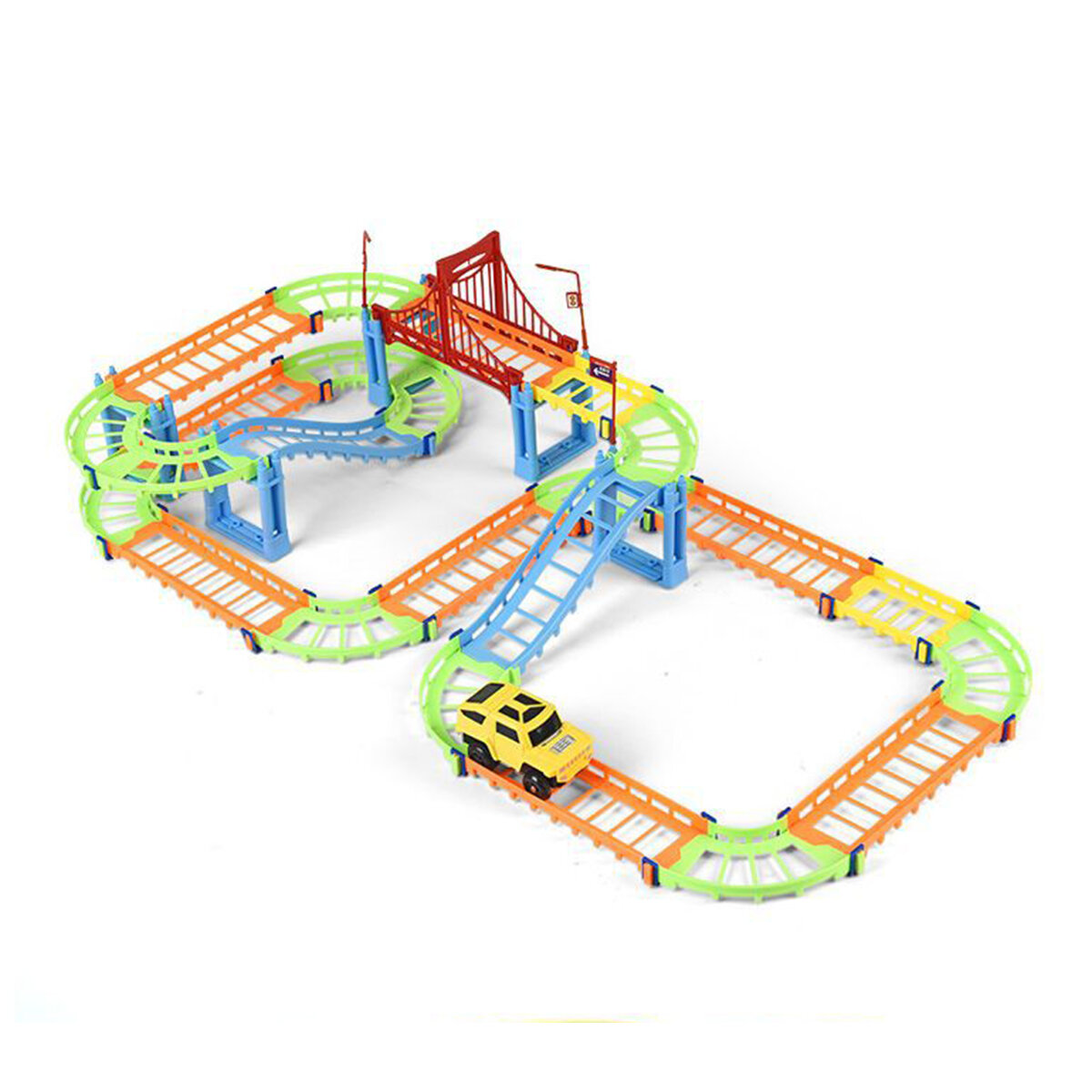 80/91/140 Stks DIY Montage Elektrische ABS Track Car Model Set Puzzel Educatief Speelgoed voor Kinde