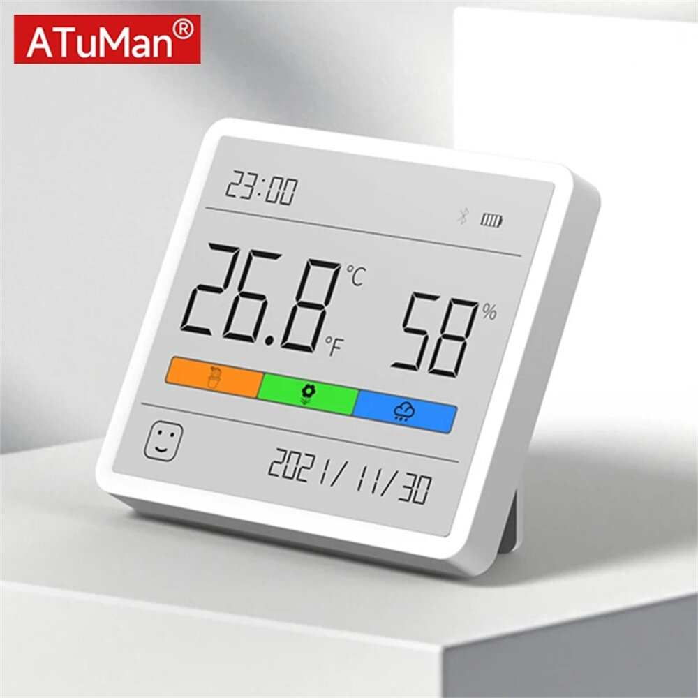 DUKA Atuman TH1 Temperature Humidity Meter LCD Digital Thermometer Hygrometer Sensor Gauge Weather Station Clock Home In