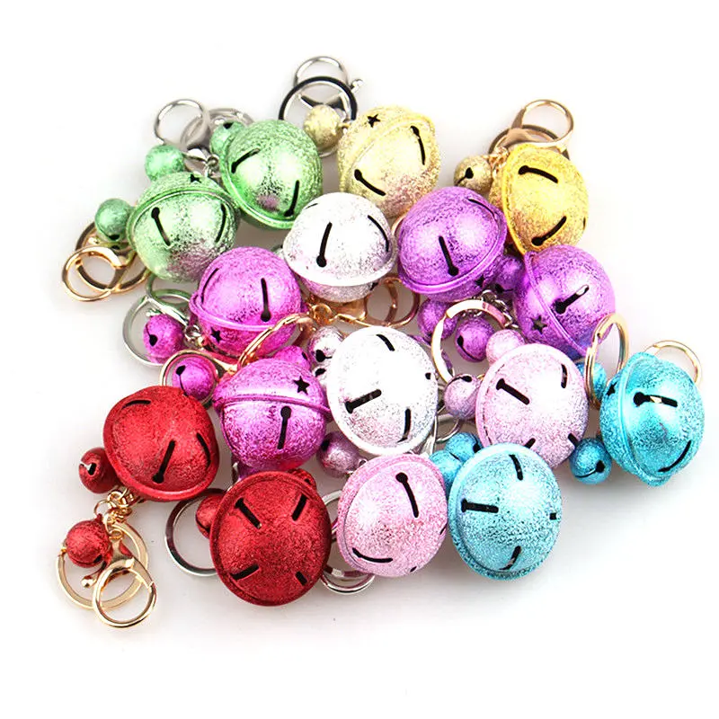 Christmas party home decoration multicolor bells pendant keychain toys for kids children gift