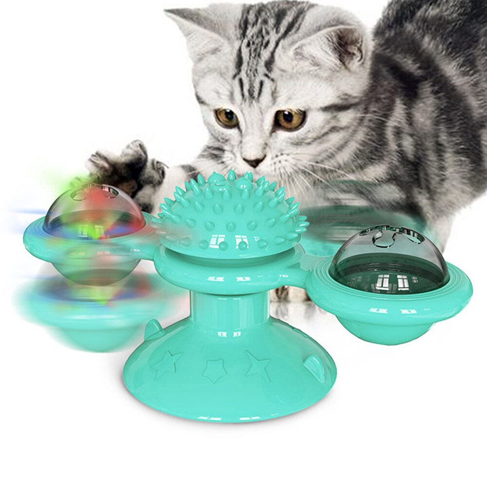 Hund Katze Futterball Haustier Spielzeug Flip-Top Spinnerei Scratch-Itch Toys Brush für Heimspiele
