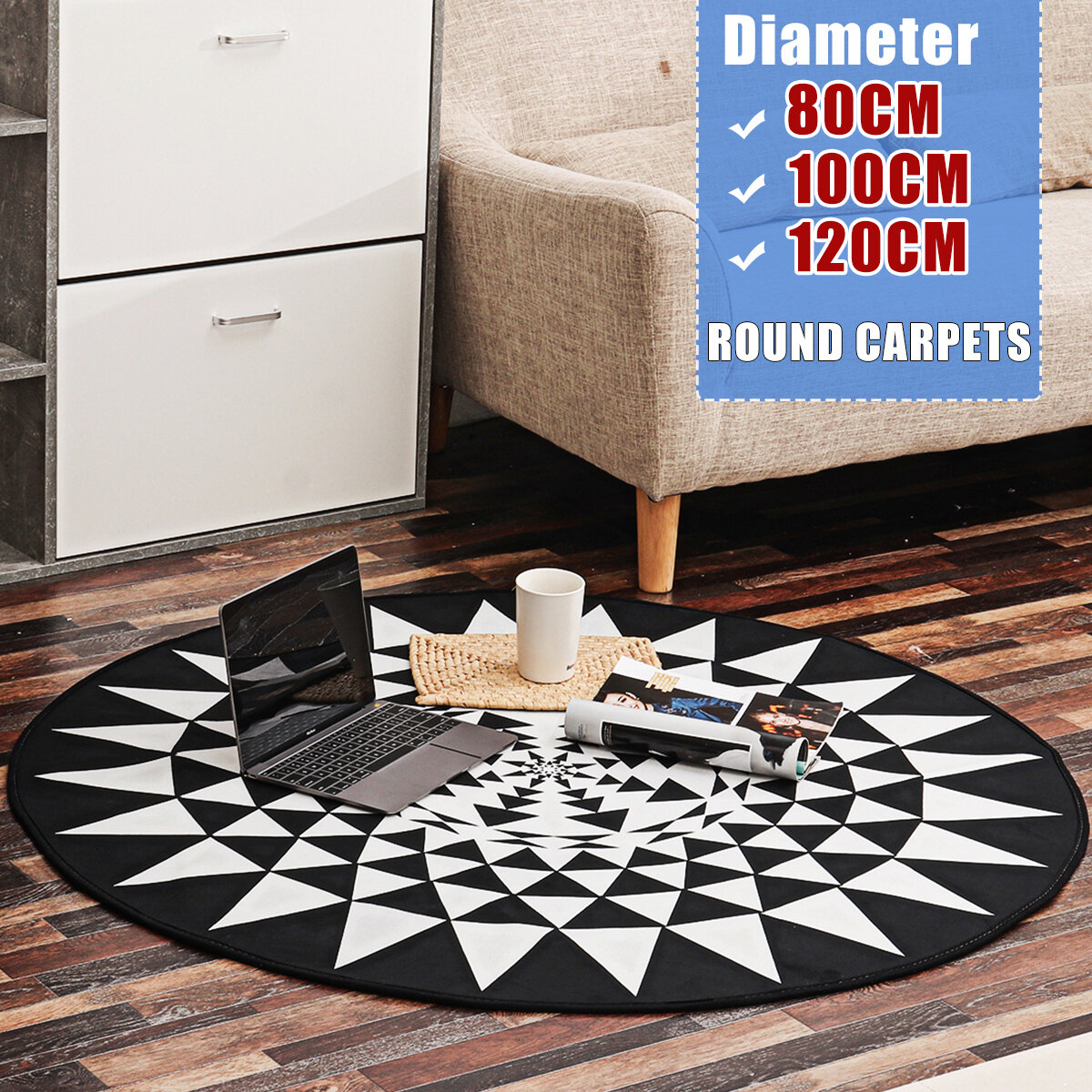 

Round Rugs Floor Carpets Soft to Touch Extra Large Mats