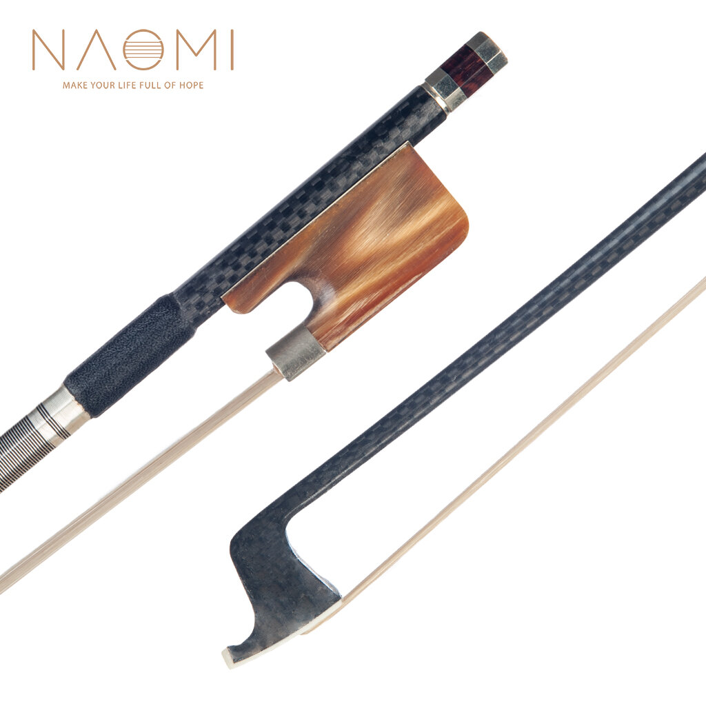 NAOMI Advanced Carbon Fiber 16'' Viola Bow Grid Carbon Fiber Stick Natural Horsehair W/ Ox Horn Frog