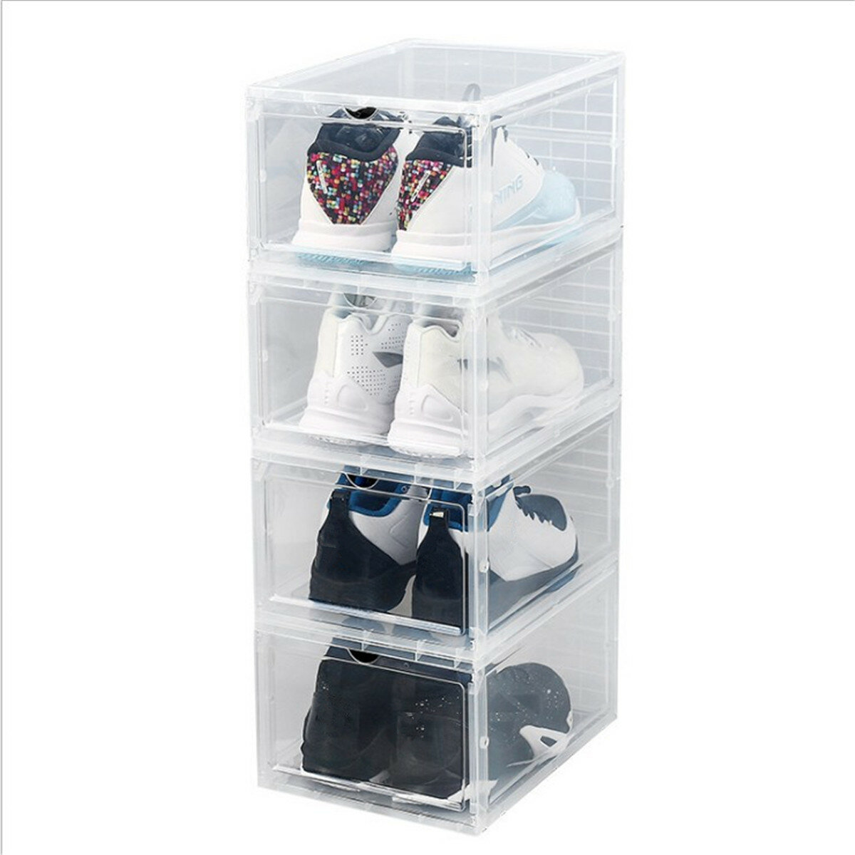 

1 Piece Plastic Shoe Box Thicken PP Transparent Filp Cover Shoes Storage Racks Stackable Organizer Drawer Sneaker Shoe C