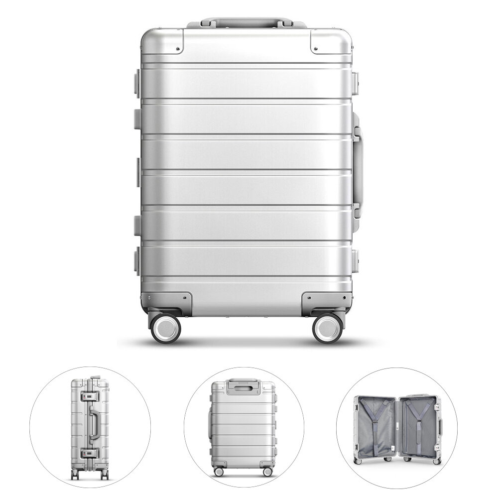 90FUN 20inch Travel Suitcase 31L Aluminum Alloy TSA Lock Spinner Wheel Carry On Luggage Case from 