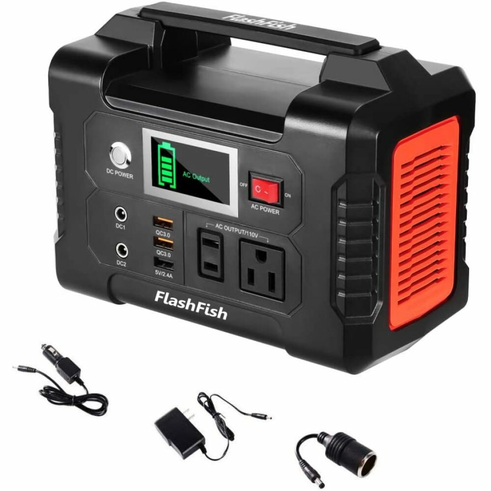 [US Direct] FlashFish 200W 40800mAh Générateur d'énergie Portable Centrale Solaire avec Prise 110V AC/2 Ports DC/3 USB Ports